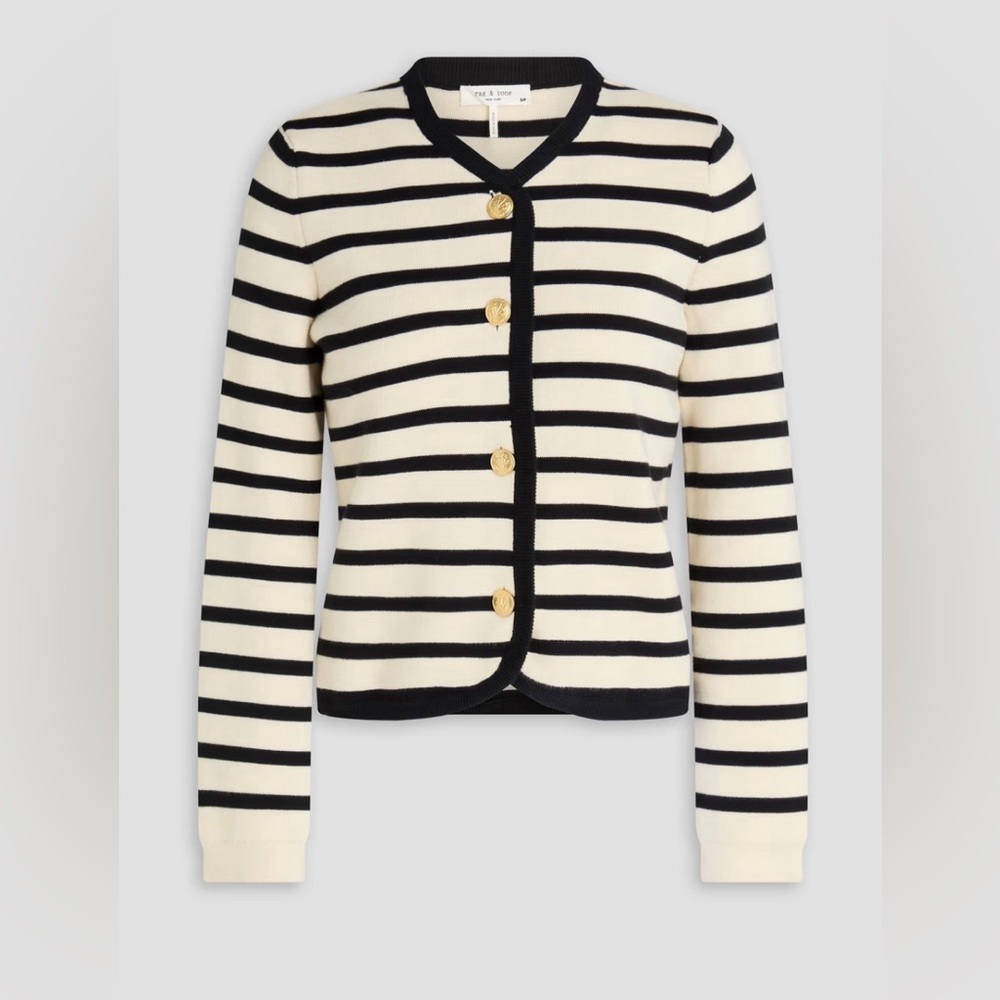 rag & bone Dee striped cotton-blend cardigan